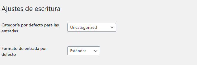 ajustes de escritura wordpress